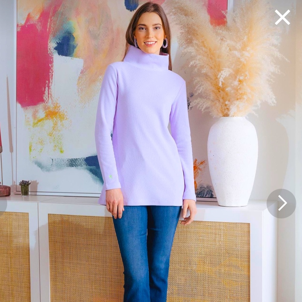 Dudley Stephen’s Cobble Hill Turtleneck in Terry Fleece (lavender) NWT